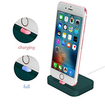 8 Pin iPhone Charger Stand,Kupx Lightning Charger Docking Station For iPhone 7 7plus 6s plus 6 5 5s 5se with Smart Light Gun