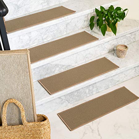 Natural Area Rugs Colby, Polypropylene Brownish Grey, Handmade Stair Treads Carpet Set of 4 (9" x 29")