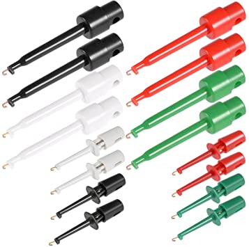 uxcell 16 Pcs 56mm/42mm Length Test Hook Clip Solderable for Multimeters PCB Tester Grabber