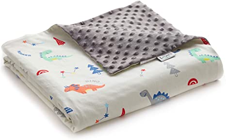 Love's cabin Weighted Blanket Cover - Removable Duvet Cover for Weighted Blanket (41''x60'') - Solid Fleece Dot | Dinosaur Print Cotton Weighted Blanket Duvet Cover