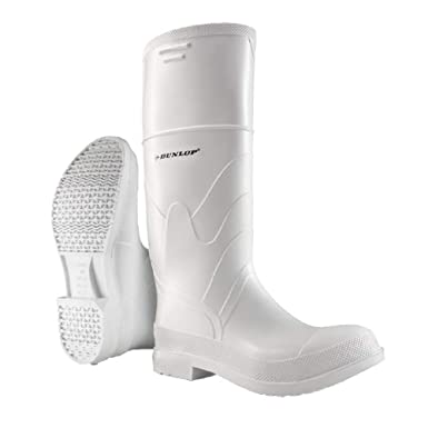 Dunlop 8101111 White PVC Boots, 100% Waterproof PVC, Lightweight and Durable Protective Footwear, Slip-Resistant, Size 11