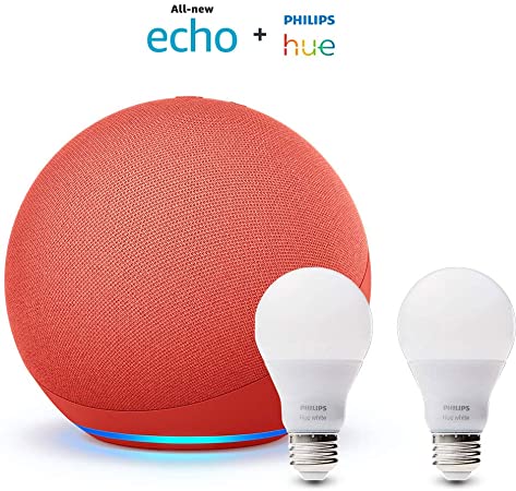 All-new Echo (4th Gen) - (PRODUCT) RED - bundle with Philips Hue Bulbs (2-pack)