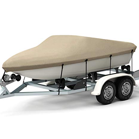 Kohree Trailerable Runabout Boat Cover Fit V-Hull Tri-Hull Fishing Ski Pro-Style Bass Boats,Heavy Duty 600D Polyester 14''~16''x68''