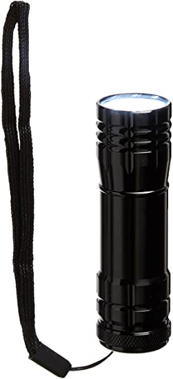 Super-Bright 9 LED Heavy-Duty Compact Aluminum Flashlight - Jet Black