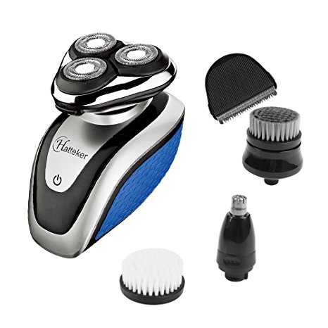 HATTEKER Shaver Electric Razor For Men All In One Bald Hair Trimmer Beard & Nose Trimmer Facial Cleansing Brush Waterproof Rechargeable