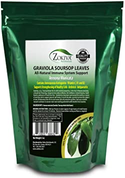 Zokiva Nutritionals - Soursop Leaves Hojas De Guanabana 3 oz Pack of Graviola Leaves for Tea - A Natural Caffeine - Free Bioavailable Superfood Rich in Powerful Antioxidants - in Zip Pouch