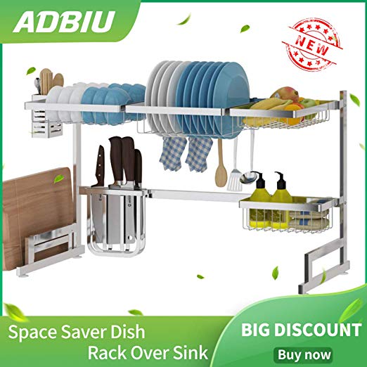Over The Sink Dish Drying Rack Dish Drainer for Kitchen Sink Stainless Steel Over The Sink Shelf Storage Rack (Sink Length ≤ 32.5 inch)