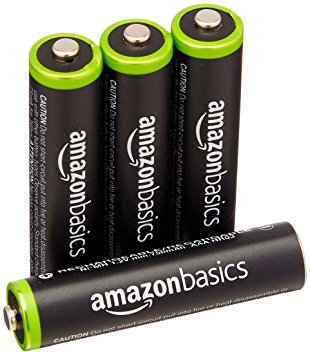 AmazonBasics AAA Pre-Charged Rechargeable Batteries 800 mAh / minimum: 750 mAh [Pack of 4] - Outer Jacket May Vary