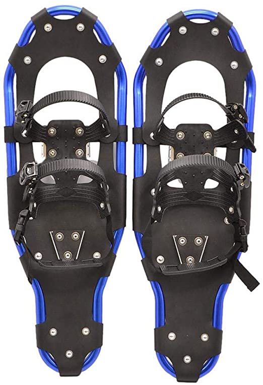 Adult Snowshoes, Men's and Women's Compact Portable Snowshoes, Aluminum Skis, Shoe Size: 27In-29In, Suitable for Travel Winter Outdoor Activities,Blue,27in