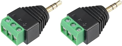 uxcell 2pcs 3.5mm (1/8inches) Stereo Audio Male to 3-Screw Terminal Female Connector Adapter