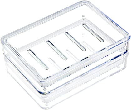 Youngever 4 Pack Soap Holders, Soap Dish, Soap Saver, Clear Bar Soap Holders for Shower, Sink Bathroom