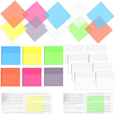 700 Sheets 14 Pack Transparent Sticky Notes Pad Set, 3x3 Inches Clear Self-Adhesive Post it Notes, Waterproof Translucent Color Memo Pad, See Through Office & School Supplies (Multicolor)