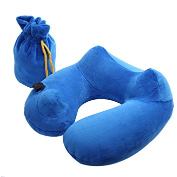 IWMH Automatic Inflatable Portable Neck Support Travel Pillow For Sleeping on Airplane, Car, Train, Bus, and Office Napping