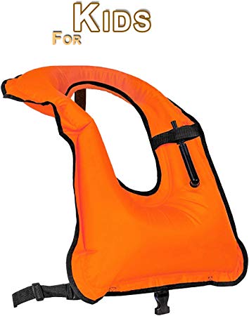 Faxpot Children Snorkel Vest Boys & Girls Inflatable Snorkeling Jacket for Diving Swimming Safety