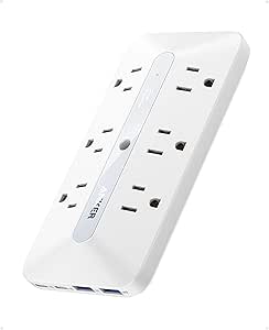 Anker Wall Charger, 300J Surge Protector, 10-in-1 Outlet Extender, 6 AC, 2 USB A, 2 USB C Ports, Wide-Spaced Outlets and 20W Fast Charging, Desk Charging Station, Home Office, Dorm, Room Essential