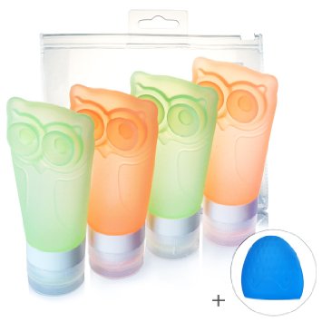 Imanom Portable Soft Silicone 2.8 OZ Travel Bottles Set with Double Sucker BPA Free TSA Airline Approved Leak Proof Ideal for Business,Travel, Vacation, Camping