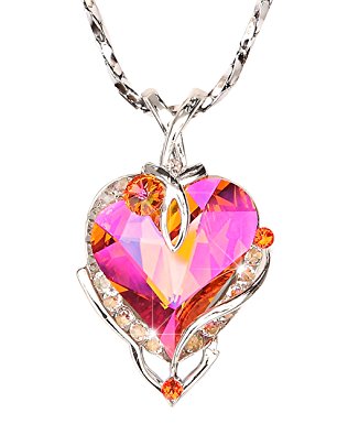 Big Heart Pendant Necklace with Swarovski Crystal. MADE IN USA.