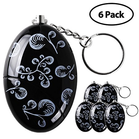 6pcs/Pack Mengde 120 dB Personal Alarm Keychain Emergency Safety Self Defense Keyring Batteries Included Black