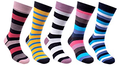 Socks n Socks-Men's 5-pair Luxury Fun Cool Cotton Colorful Dress Socks Gift Box