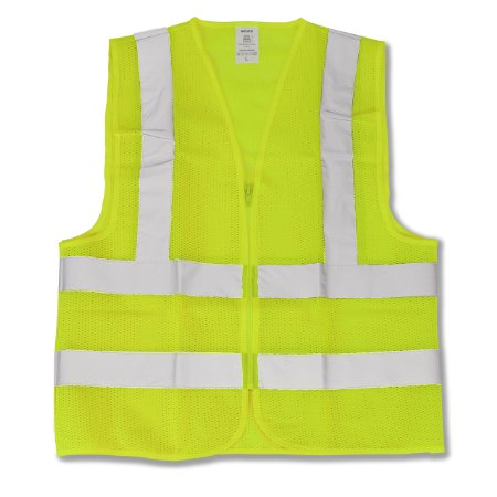 Neiko High Visibility Neon Yellow Zipper Front Safety Vest with Reflective Strips - Meets ANSIISEA Standards Size Large