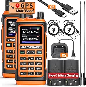 BAOFENG UV-17 PRO GPS Ham Radio Long Range Handheld Upgraded of UV-5R Walkie Talkie NOAA Weather Receiver Copy Frequency USB Charging 999 Channels Two Way Radio with High Gain Antenna,2 Pack