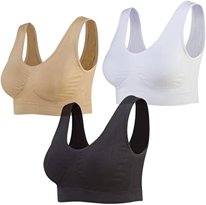 Lemef 3-Pack Seamless Sports Bra Wirefree Yoga Bra with Removable Pads for Women