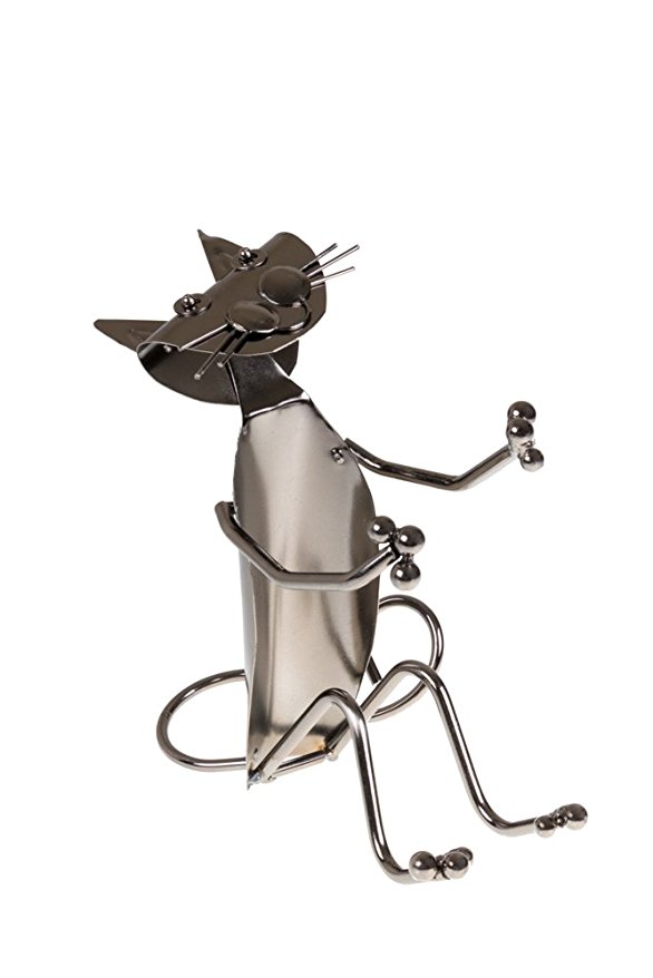 Premium Cat Shaped Metal Wine Bottle Holder by Clever Creations | Decorative Stainless Steel Design Fits Any Standard Wine Bottle | Wine Accessory Perfect for Kitchen Decorations