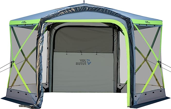 JOYTUTUS 2 in 1 Upgraded Gazebo 12x12 Ft with Rear SUV Tent, Portable Pop up Screen Tent with 2 Doors 4 Sides, Instant Canopy Shelter with Net, Screen House for Outdoor Camping, Backyard, Waterproof