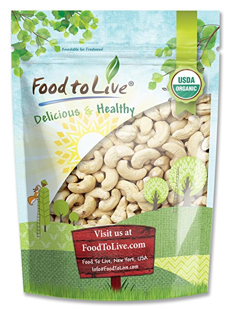 Food to Live Organic Cashews (Whole, Raw) (8 Ounces)