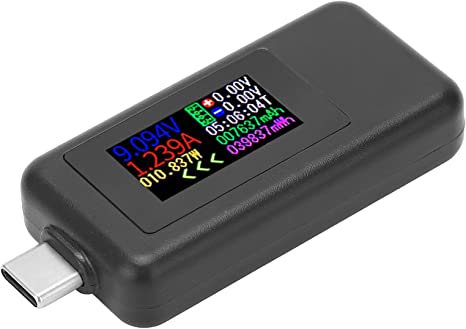 USB C Power Tester, 2 in 1 Multimeters Meter Voltmeter Ammeter ,Color Screen DC4‑30V