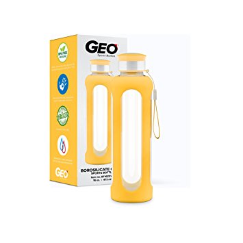 GEO BPA-Free Glass Water Bottle, 16-Ounce