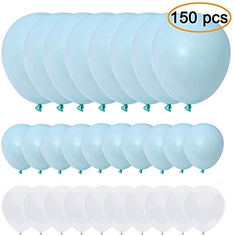 ANAHAT Pastel Mint White Balloons 150 pcs Macaron Balloons kit for Birthday Baby Shower Wedding Engagement Anniversay Christmas Festival Picnic or Friends & Family Party Decorations