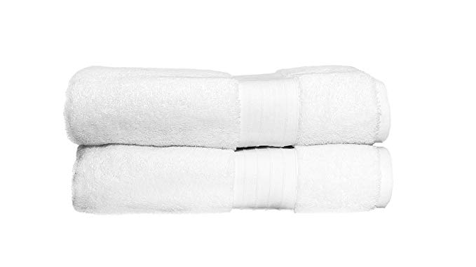 Whisper Organics 100% Organic Premium Turkish Cotton Bath Towels, 700 GSM - GOTS Certified (2 Pack, White)