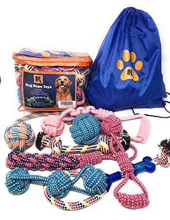Dog Rope Toys for Large Aggressive Chewers - Set of 8 Heavy Duty XXL Dog Rope Toys for Chew Medium and Large Dogs with Bonus Storage Bag
