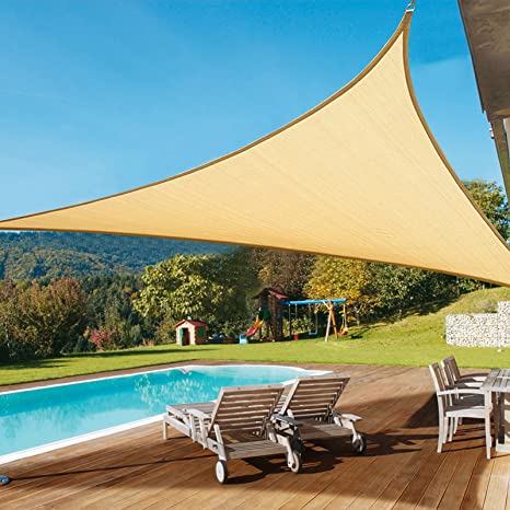 Tikola 12' *12' *12' Triangle Sun Shade Sail, 98% UV Resistant, Blockage Water and Breathable, Shade Sails for Outdoor Patio Garden Lawn Backyard