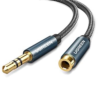 UGREEN Rallonge Jack Audio en Nylon Tressé Rallonge Casque Audio Jack 3.5mm Mâle à Femelle Bleu Câble Extension Audio Stéréo Compatible avec Écouteur Enceinte PS5 (5M)