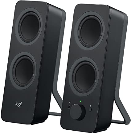 Logitech Z207 Wireless Bluetooth PC Speakers, Stereo Sound, 10 Watts Peak Power, 3.5mm Audio Input, Headphone Jack, Multi Device, Easy Switch, Computer/TV/Smartphone/Tablet, EU Plug only - Black