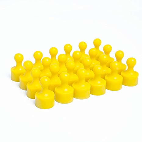 24 Fun Yellow Magnetic Pins, Pawn Style - Perfect for Fun Fridge Magnets, Whiteboards, Cabinets, Photo Magnets For Refrigerator, and More!