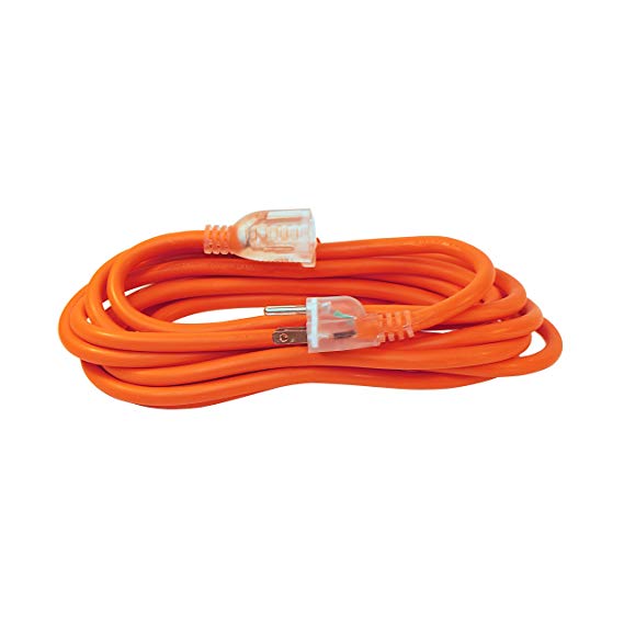 ALEKO ECOI143G15FT Heavy Duty Extension Cord Indoor Outdoor with Lighted Plug ETL Certified SJTW Plug 14/3 Gauge 125 Volt 15 Feet Orange