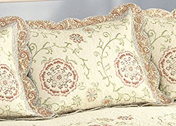 Modern Heirloom Collection Rosaleen Cotton Quilted Standard Sham, 20 by 26 Inch