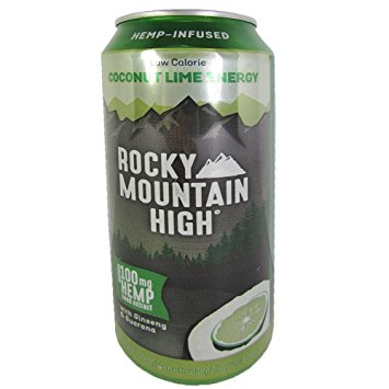 Rocky Mountain High 16 Ounce Low Calorie Hemp Coconut Lime Energy Drink, 24 Pack
