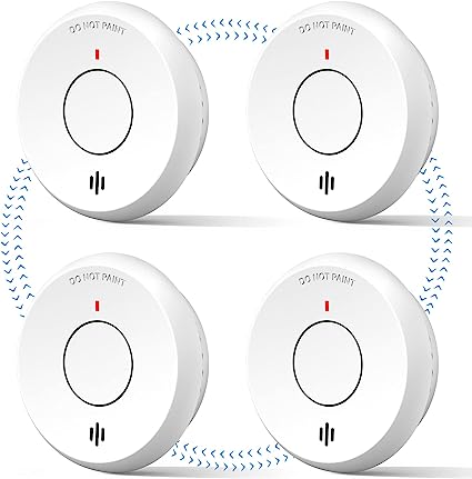 Putogesafe Wireless Smoke Detector Interconnected, Smoke Alarm with 10 Years Battery Life, Fire Alarm with Big Test/Silence Button, Up to 30 PCS Interconnected, Low Battery Warning, 4 Pack