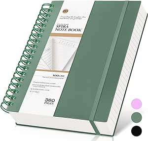 Spiral Notebook Journal, 360 Pages College Ruled Notebooks, Lined Thick Journals for Women Men,B5 Big Spiral Notebooks with 100GSM Paper, Spiral Bound Journal for Writing Work School Green 7.6"×10"