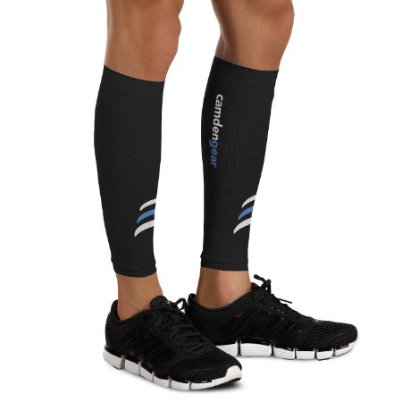 Camden Gear Calf Compression Sleeve - Helps Shin Splints. Leg Socks for Men and Women - Black