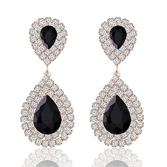 Miraculous Garden Womens Silver Gold Rose Gold Plated Crystal Rhinestone Wedding Hypoallergenic Drop Earrings for Mother's Day