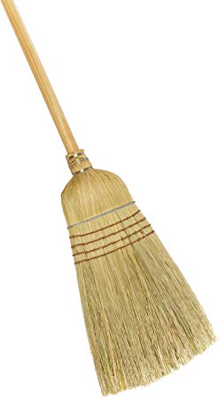 Weiler 44008 Corn Fiber Heavy-Duty Wire Banded Warehouse Broom with Wood Handle, 1-1/2" Head Width, 57" Overall Length