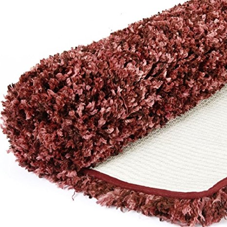 BEAU JARDIN Large Indoor Doormat Non Slip Mats for Floor Soft Thick Plush Long Shaggy Bathroom Rugs Inside Absorbent Kitchen Rug 20"X34" Durable Machine Washable Bedroom Living Room Carpet Wine Red