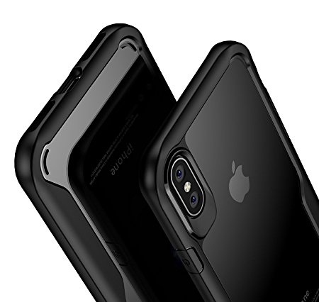 iPhone X Case, iPhone 10 Case,ORETech Ultra Protective Slim iPhone X Case Cover Bumper with [Shock Absorption Airbag] [Anti-Scratch] Gel Silicone TPU and Transparent Clear Back Cover for iPhone X - 5.8 inch - Matte Black