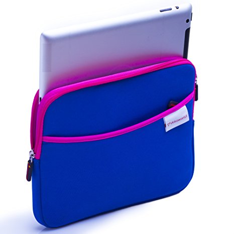 Neoprene Tablet Sleeve Pouch Bag (up to 10.1 Inches) for iPad Waterproof & Shockproof Case with Side Storage Pocket