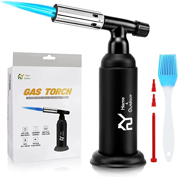 S.Y. Butane Torch, Refillable Professional Industrial Kitchen Blow Torch Lighter Fit All Butane Tanks with Reverse Use for Soldering, Welding, Crafts, BBQ, Baking, Camping (Butane Gas Not Included)